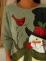 Women Christmas Snowman Long Sleeve Comfy Casual Printing Sweater