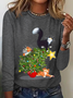 Casual Christmas Crew Neck Long Sleeve T-shirt