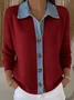 Women Knitted Multicolor Block Long Sleeve Comfy Casual Cardigan