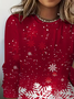 Casual Christmas Crew Neck Long Sleeve T-shirt