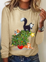 Casual Christmas Crew Neck Long Sleeve T-shirt