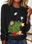 Casual Christmas Crew Neck Long Sleeve T-shirt