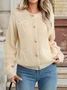 Women Cotton Plain Long Sleeve Comfy Casual Cardigan