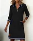 Women Multicolor Block Spring/Fall Dress Shawl Collar Long Sleeve H-Line Dress