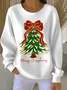 Casual Crew Neck Christmas Sweatshirt Printing