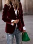 Women Plain Spring/Fall Outerwear Vintage Split Joint Long Sleeve Lapel Collar Regular Blazer