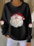 Casual Crew Neck Santa Claus Sweatshirt Printing