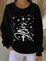 Casual Crew Neck Christmas Sweatshirt Printing