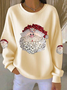 Casual Crew Neck Santa Claus Sweatshirt Printing