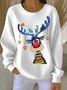 Casual Crew Neck Christmas Sweatshirt Printing
