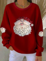 Casual Crew Neck Santa Claus Sweatshirt Printing