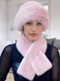 Winter Mongolian Hat, Plush Hat And Scarf For Women Thickened Warm Stylish Ear-covering Hat Faux Mink Fur 2-piece Set
