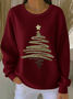 Casual Crew Neck Christmas Sweatshirt Printing