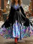 Women Christmas Spring/Fall Dress V Neck Long Sleeve A-Line Dress