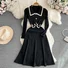 Women Multicolor Block Spring/Fall Dress Long Sleeve H-Line Dress