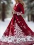 Women Christmas Spring/Fall Dress V Neck Long Sleeve A-Line Dress