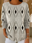 Women Abstract Long Sleeve Comfy Casual Printing Sweater