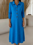 Women Plain Autumn Dress Shawl Collar Long Sleeve H-Line Dress