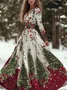 Women Christmas Spring/Fall Dress V Neck Long Sleeve A-Line Dress