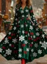 Women Christmas Spring/Fall Dress V Neck Long Sleeve A-Line Dress