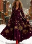 Women Christmas Spring/Fall Dress V Neck Long Sleeve A-Line Dress