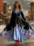 Women Christmas Spring/Fall Dress V Neck Long Sleeve A-Line Dress