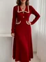 Women Multicolor Block Spring/Fall Dress Long Sleeve H-Line Dress