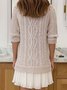 Women Geometric Autumn Jacquard Dress Crew Neck Long Sleeve Sweater A-Line Dress