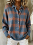 Women Plaid Long Sleeve Comfy Vintage Printing Cardigan