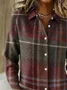 Women Plaid Long Sleeve Comfy Vintage Printing Cardigan