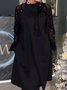 Women Plain Spring/Fall Split Joint Dress Crew Neck Long Sleeve Sequin A-Line Dress