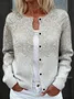Women Knitted Geometric Long Sleeve Comfy Vintage Cardigan