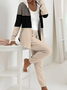 Women Striped Printing Two-Piece Set Daily Long Sleeve Casual Spring/Fall Coat With Pants Matching Set