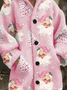 Women Wool/Knitting Santa Claus Long Sleeve Comfy Vintage Cardigan
