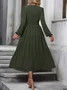 Women Floral Balloon Sleeve Spring/Fall Dress V Neck Long Sleeve A-Line Dress