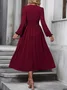 Women Floral Balloon Sleeve Spring/Fall Dress V Neck Long Sleeve A-Line Dress