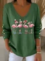 Casual Christmas V Neck Long Sleeve T-shirt