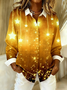 Shawl Collar Long Sleeve Christmas Regular Loose Shirt For Women