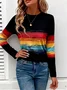Casual Abstract Crew Neck Long Sleeve T-shirt