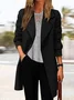 Women Winter Outerwear Urban Color Block Long Sleeve Lapel Collar Jacket