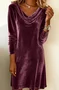 Women Plain Spring/Fall Split Joint Dress Hoodie Long Sleeve Fit & Flare Dress A-Line Dress
