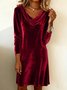 Women Plain Spring/Fall Split Joint Dress Hoodie Long Sleeve Fit & Flare Dress A-Line Dress