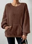 Casual Crew Neck Plain Sweatshirt