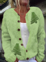 Women Christmas Long Sleeve Comfy Vintage Printing Cardigan