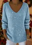 Casual Christmas V Neck Long Sleeve T-shirt