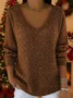 Casual Christmas V Neck Long Sleeve T-shirt