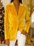 Women Plain Spring/Fall Outerwear Elegant Long Sleeve Shawl Collar Regular Blazer