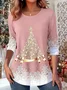 Casual Christmas Crew Neck Long Sleeve T-shirt