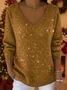 Casual Christmas V Neck Long Sleeve T-shirt