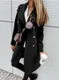 Women Winter Outerwear Casual Split Joint Plain Long Sleeve Shawl Collar Jacket